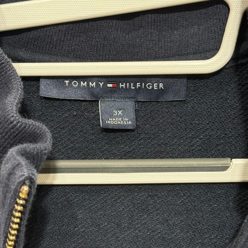 Tommy Hilfiger Mens 3X Quarter Zip Pullover Navy Blue Red White TJIKGK066E - Picture 3 of 9